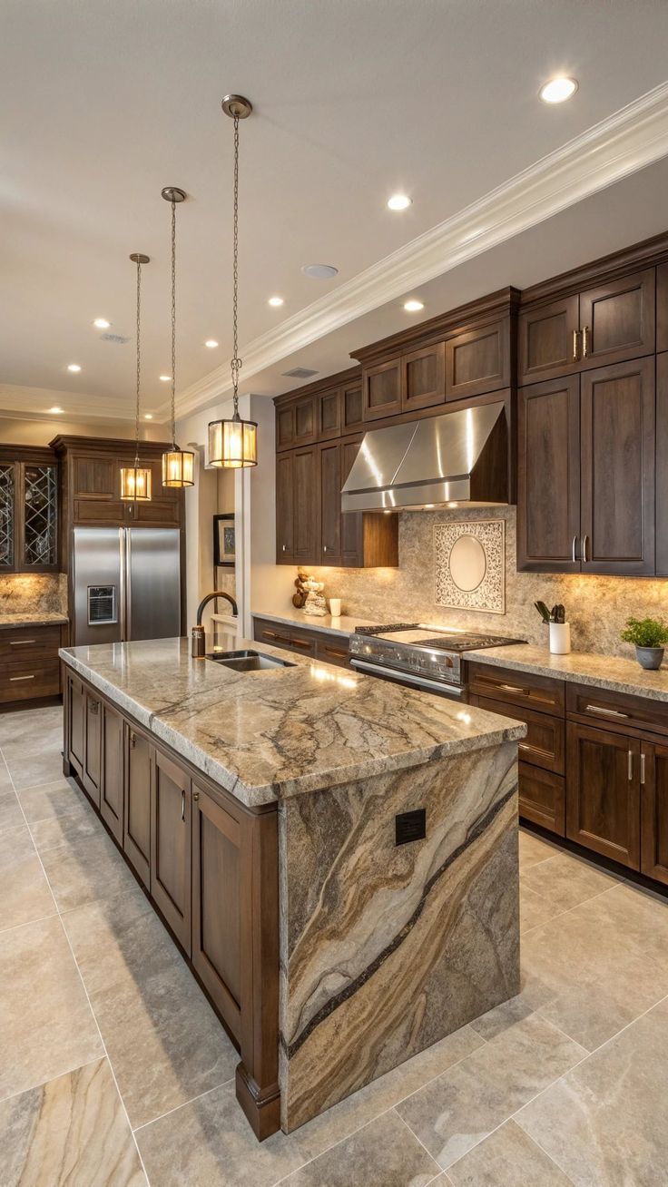 23 Eye-Catching Fantasy Brown Granite Kitchen Designs