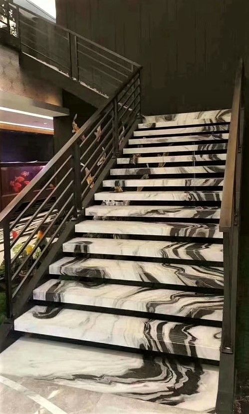 Panda White marble stairs by CK Stones Thailand_